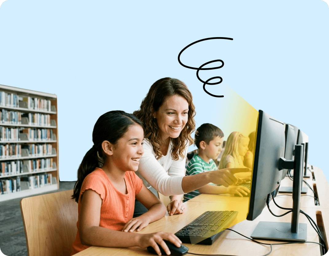 Lectores de biblioteca explorando contenido de MakeMake